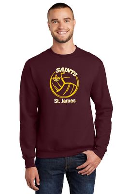 St. James Saints Volleyball Crewneck Sweatshirt - PC90 - Maroon