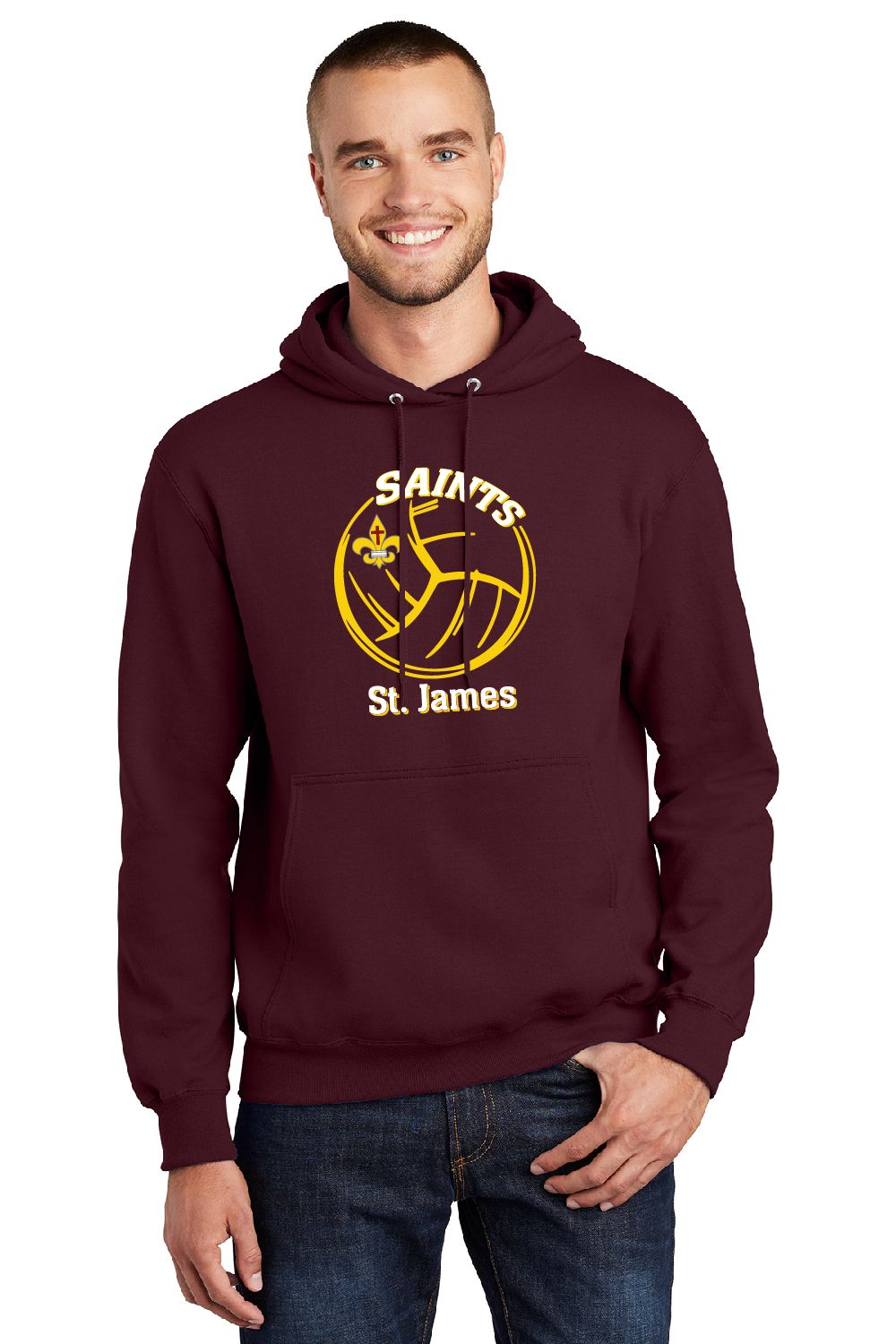 St. James Saints Volleyball Hoodie - PC90H - Maroon
