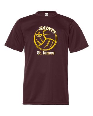 St. James Saints Volleyball Polyester Wicking T-Shirt - 5100 - Maroon
