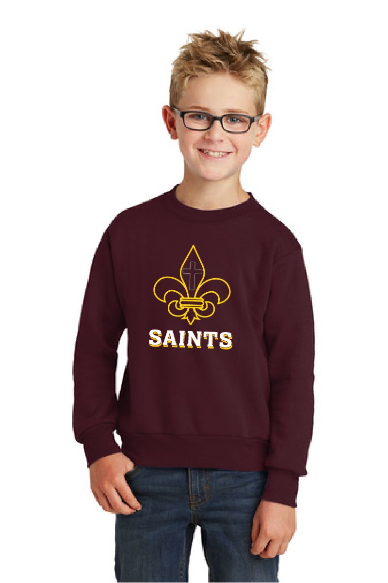 St. James Saints Youth Crewneck Sweatshirt - PC90Y - Maroon