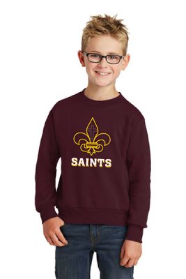 St. James Saints Youth Crewneck Sweatshirt - PC90Y - Maroon