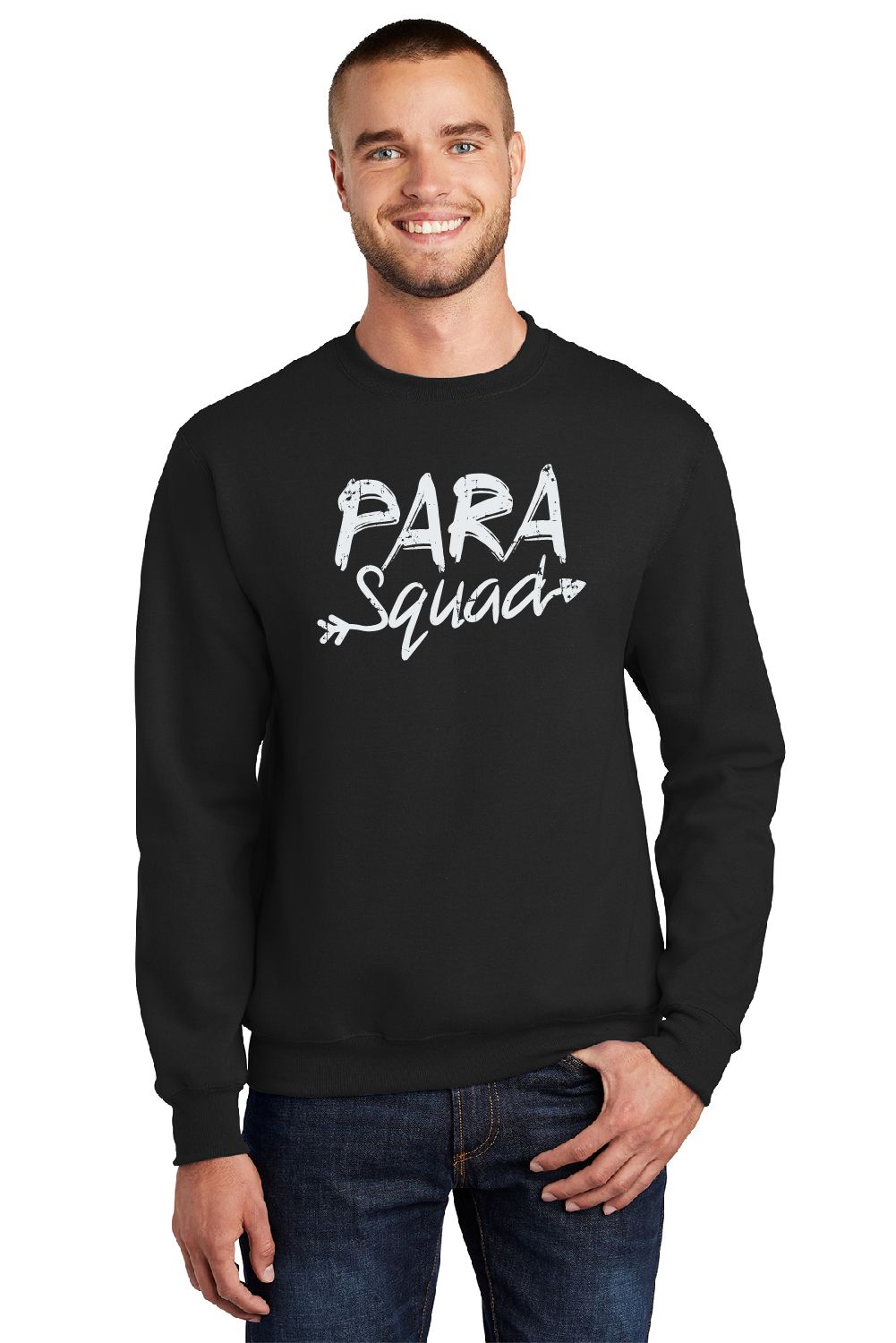 Para Squad Port &amp; Co Adult Crewneck Sweatshirt - Black