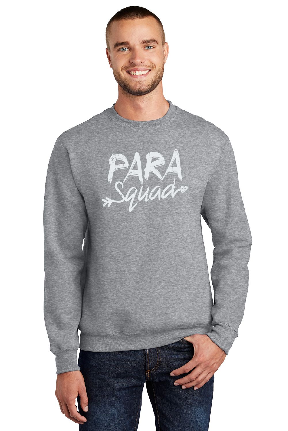 Para Squad Port &amp; Co Adult Crewneck Sweatshirt - Athletic Heather