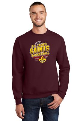 St. James Saints Basketball Crewneck Sweatshirt - PC90 - Maroon