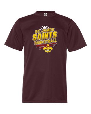 St. James Saints Basketball Youth Polyester Wicking T-Shirt - 5200 - Maroon