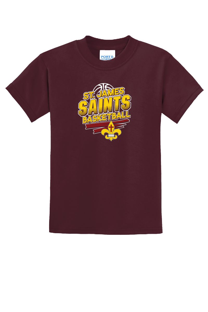 St. James Saints Basketball Youth T-Shirt - PC55Y - Maroon