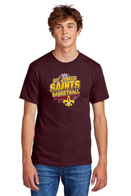 St. James Saints Basketball T-Shirt - PC55 - Maroon