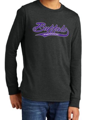 Buffalo Girls Fastpitch District Youth Perfect Tri Long Sleeve Tee - DT132Y - Black Frost