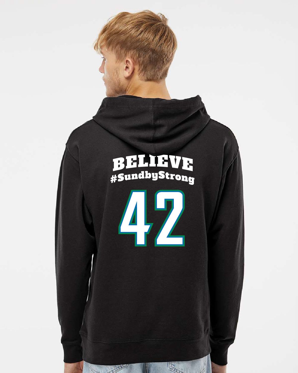 Blake #42 BELIEVE #SundbyStrong Storm&#39;n Sabres Lacrosse - Hooded Sweatshirt - Black