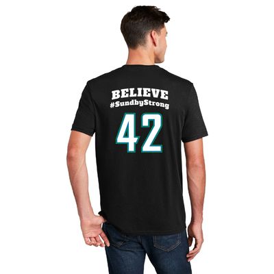 Blake #42 BELIEVE #SundbyStrong Storm&#39;n Sabres Lacrosse - Perfect Blend Tee - Black