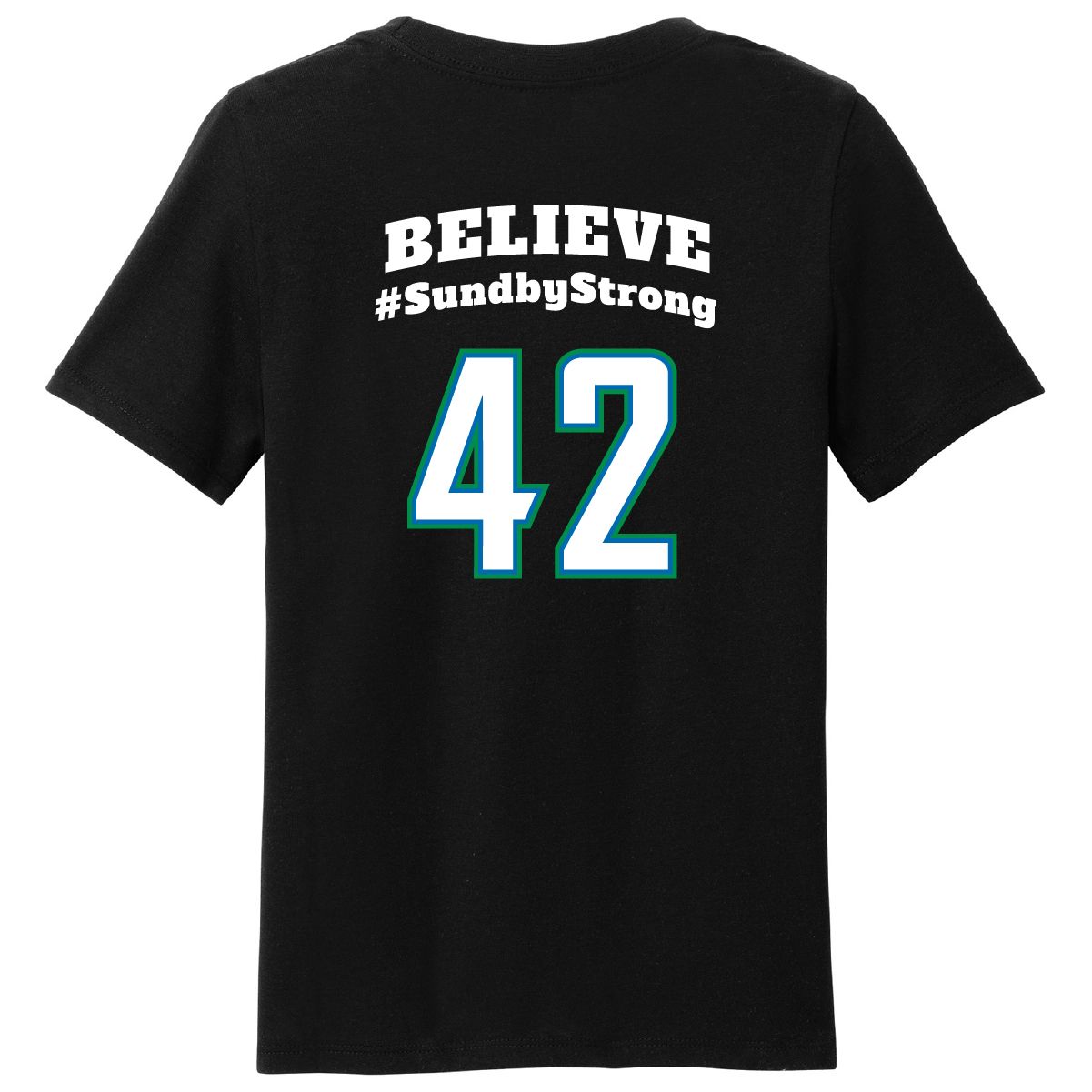 Blake #42 BELIEVE #SundbyStrong Storm&#39;n Sabres Lacrosse - Youth Perfect Blend Tee - Black