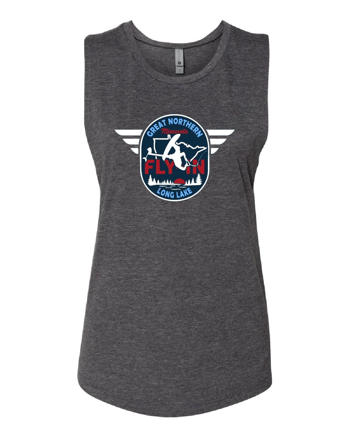 2025 Great Northern Fly In Next Level - Women’s Festival Muscle Tank - 5013 - Charcoal