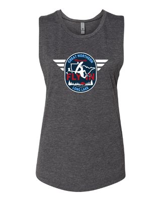 2025 Great Northern Fly In Next Level - Women’s Festival Muscle Tank - 5013 - Charcoal