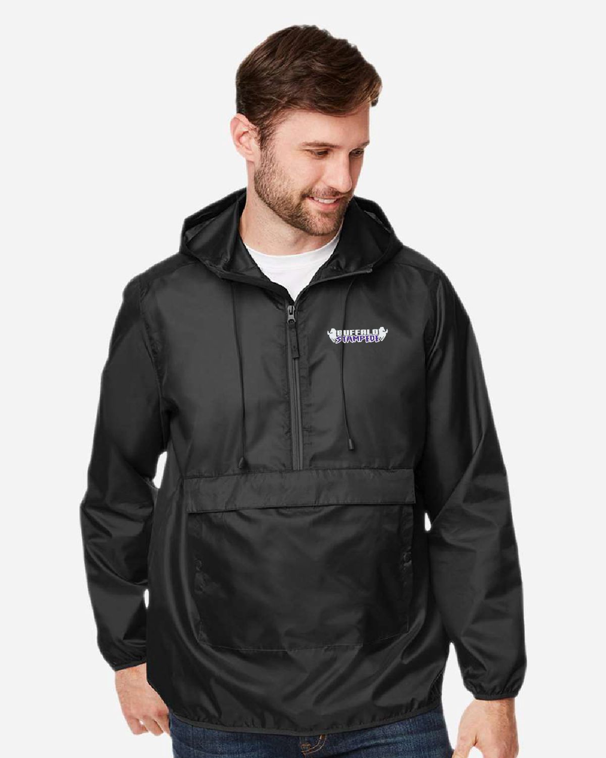 Buffalo Stampede Team 365 Unisex Zone Protect Packable Anorak Jacket - TT77 - Black (Personalize Option)