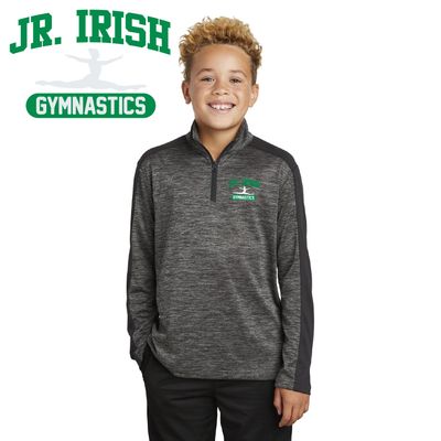 Maple Lake Jr Irish Sport-Tek Youth PosiCharge Colorblock 1/4-Zip Pullover - YST397 - Grey-Black Electric/Black