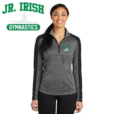 Maple Lake Jr Irish Sport-Tek Women&#39;s PosiCharge Colorblock 1/4-Zip Pullover - LST397 - Grey-Black Electric/Black