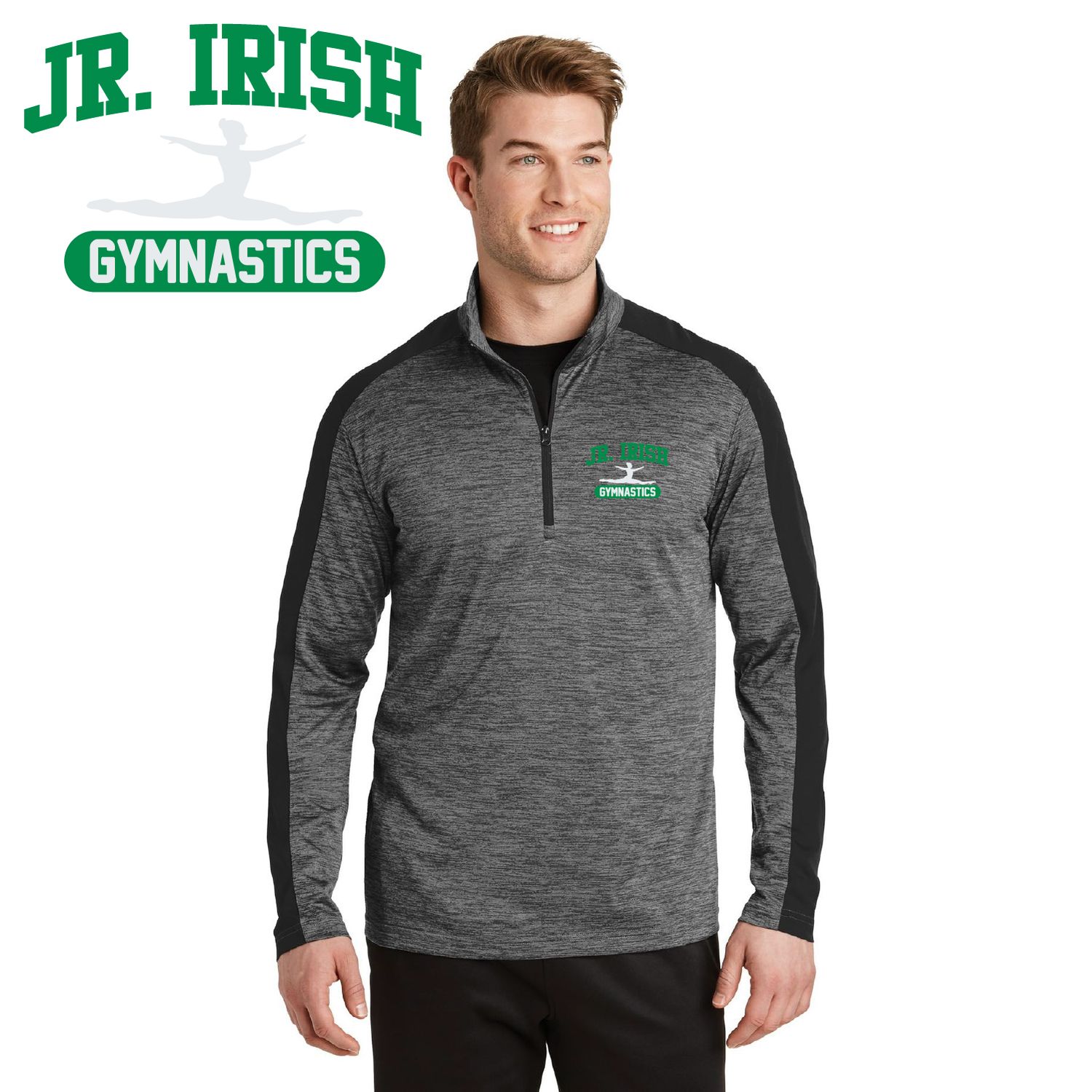 Maple Lake Jr Irish Sport-Tek PosiCharge Colorblock 1/4-Zip Pullover - ST397 - Grey-Black Electric/Black