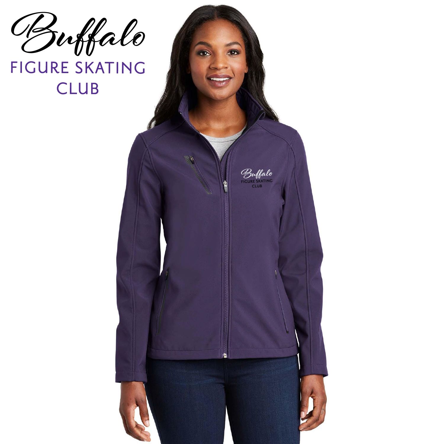 Buffalo Figure Skating Club Port Authority Women&#39;s Welded Soft Shell Jacket - L324 - 3-Color Options (Personalize Option)