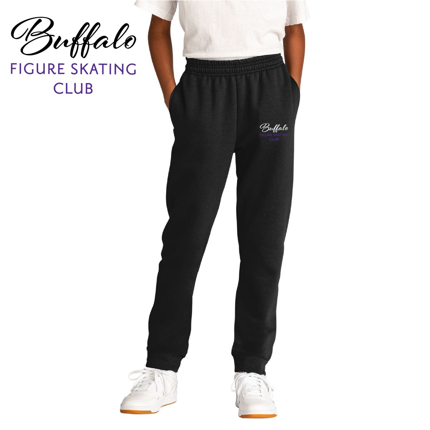 Buffalo Figure Skating Club Port &amp; Co Youth Core Fleece Jogger - PC78YJ - Black