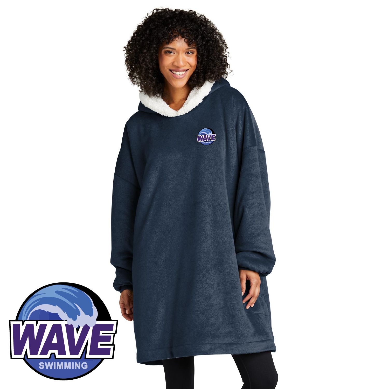 Wave Swimming Port Authority Mountain Lodge Wearable Blanket - BP41 - Navy Eclipse