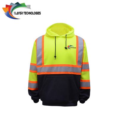 1 Layer Technologies GSS Safety - Class 3 Two Tone Pullover Hooded Sweatshirt - 7005 - Lime