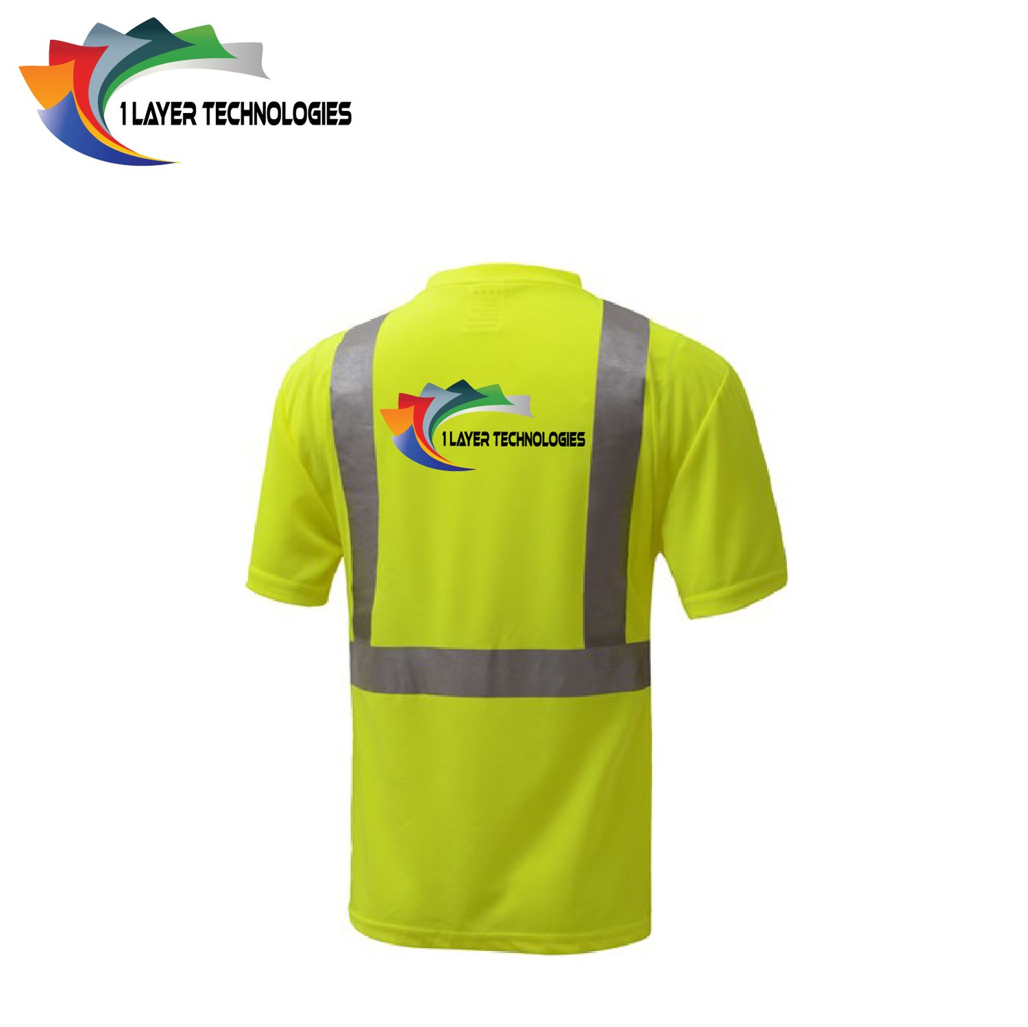 1 Layer Technologies GSS Safety Class 2 Moisture Wicking Safety T-Shirt w/ Left Chest Pocket - 5001 - Lime