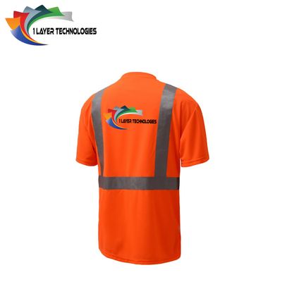 1 Layer Technologies GSS Safety Class 2 Moisture Wicking Safety T-Shirt w/ Left Chest Pocket - 5002 - Orange