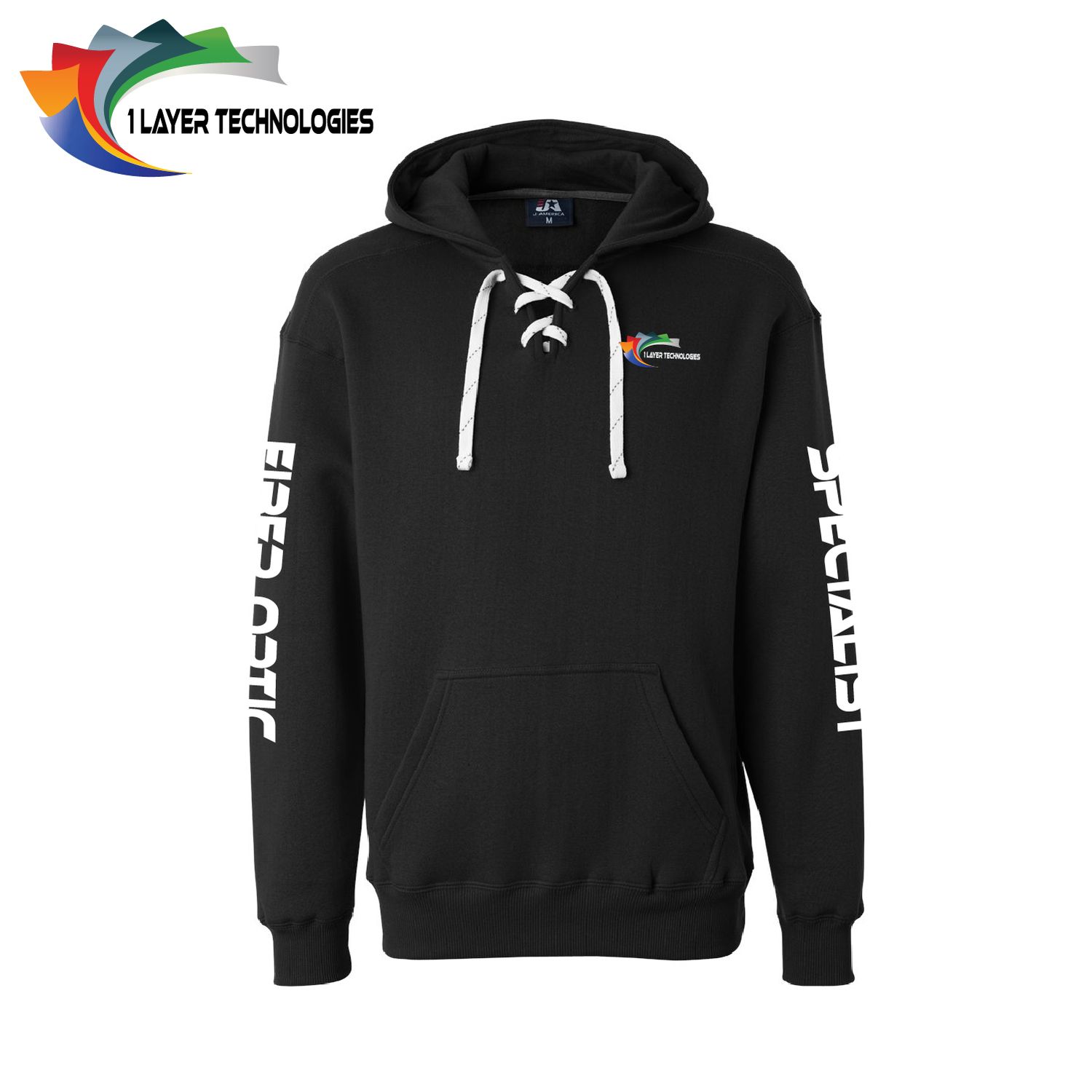 1 Layer Technologies J. America - Sport Lace Hooded Sweatshirt - 8830 - Black