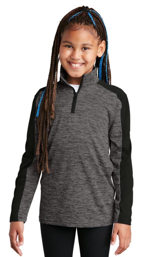 Phēnom Racing Sport-Tek Youth PosiCharge Colorblock 1/4-Zip Pullover - YST397 - Grey-Black Electric/Black
