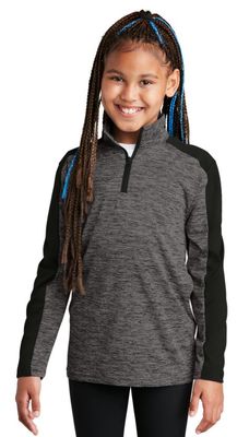 Phēnom Racing Sport-Tek Youth PosiCharge Colorblock 1/4-Zip Pullover - YST397 - Grey-Black Electric/Black Phēnom Racing Sport-Tek Youth PosiCharge Colorblock 1/4-Zip Pullover - YST397 - Grey-Black Electric/Black