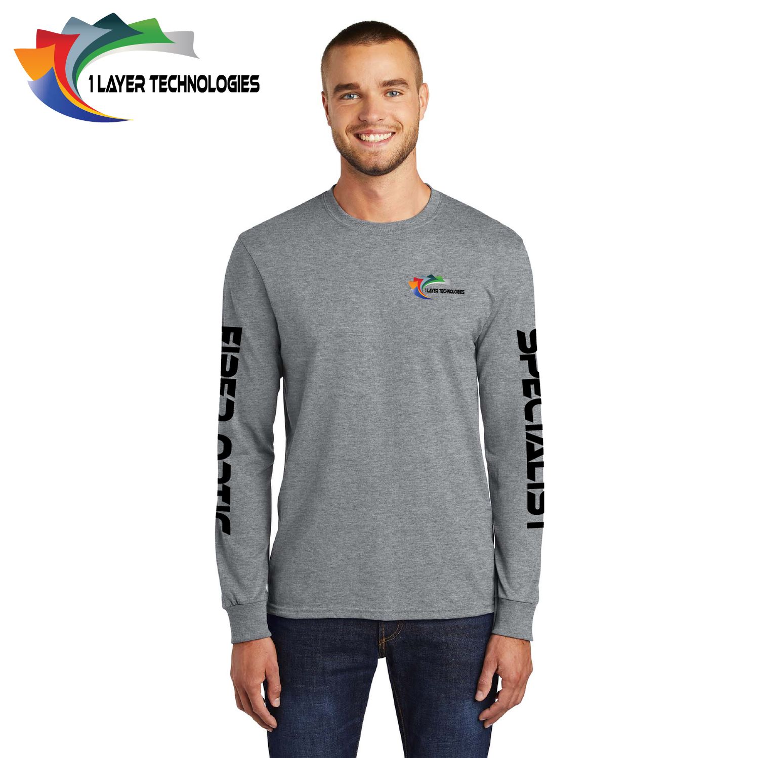 1 Layer Technologies Core Blend Long Sleeve Tee - PC55LS - Athletic Heather 1 Layer Technologies Core Blend Long Sleeve Tee - PC55LS - Athletic Heather