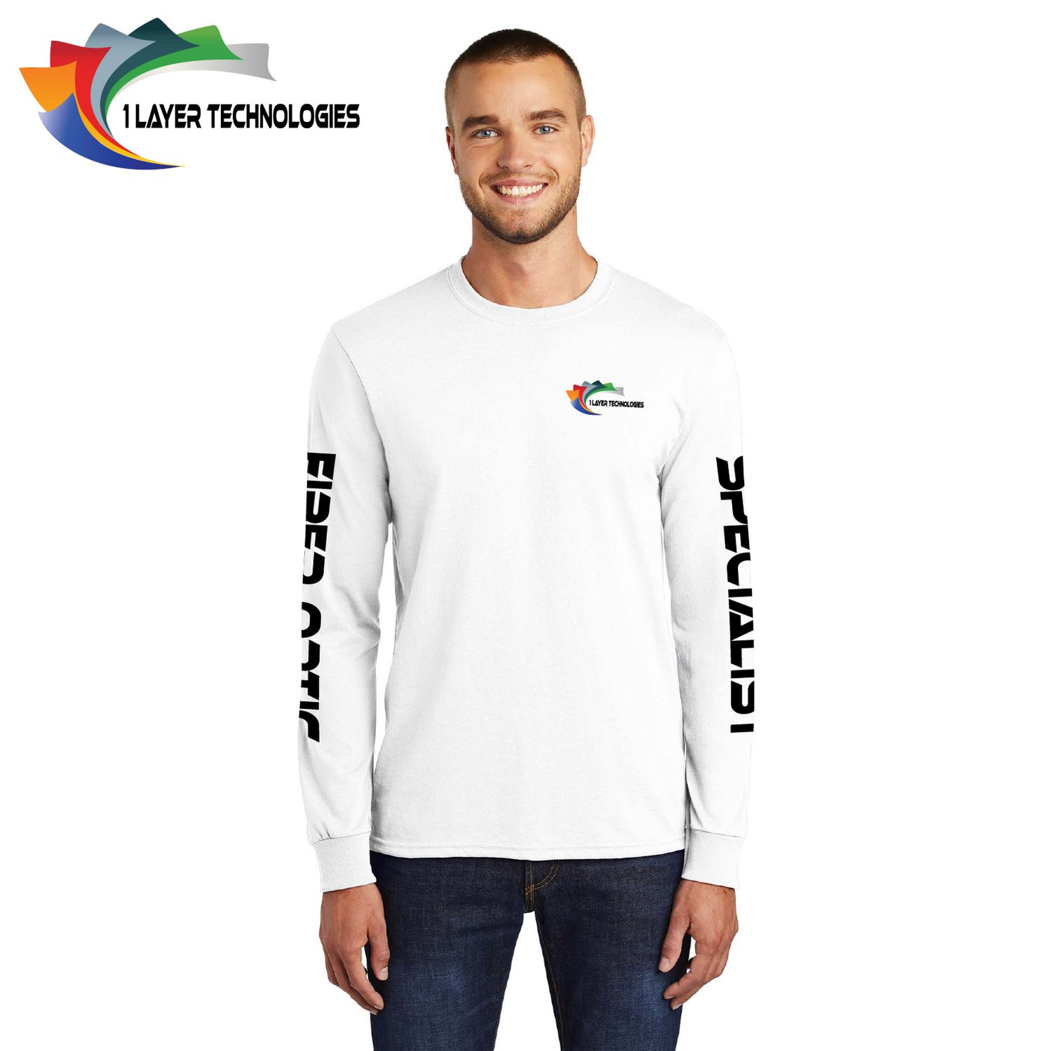 1 Layer Technologies Core Blend Long Sleeve Tee - PC55LS - White