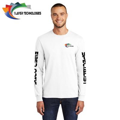 1 Layer Technologies Core Blend Long Sleeve Tee - PC55LS - White 1 Layer Technologies Core Blend Long Sleeve Tee - PC55LS - White