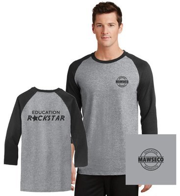 MAWSECO Port &amp; Co 3/4 Sleeve Raglan Tee - Athletic Heather/Black