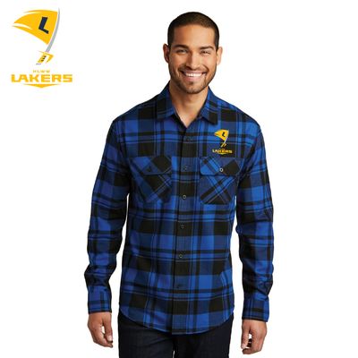 HLWW Lakers Port Authority Plaid Flannel Shirt - W668 - Royal / Black