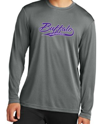 Buffalo Girls Fastpitch Sport-Tek Long Sleeve PosiCharge Competitor Tee - ST350LS - Iron Grey Heather
