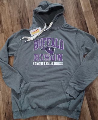 Buffalo Boys Tennis Pennant Sportswear - Men's Sandwash Hoodie - 7761 - Granite