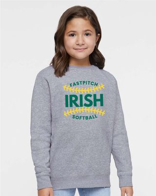 IRISH Fastpitch LAT - Youth Elevated Fleece Crewneck Sweatshirt - 2225 - Heather Grey