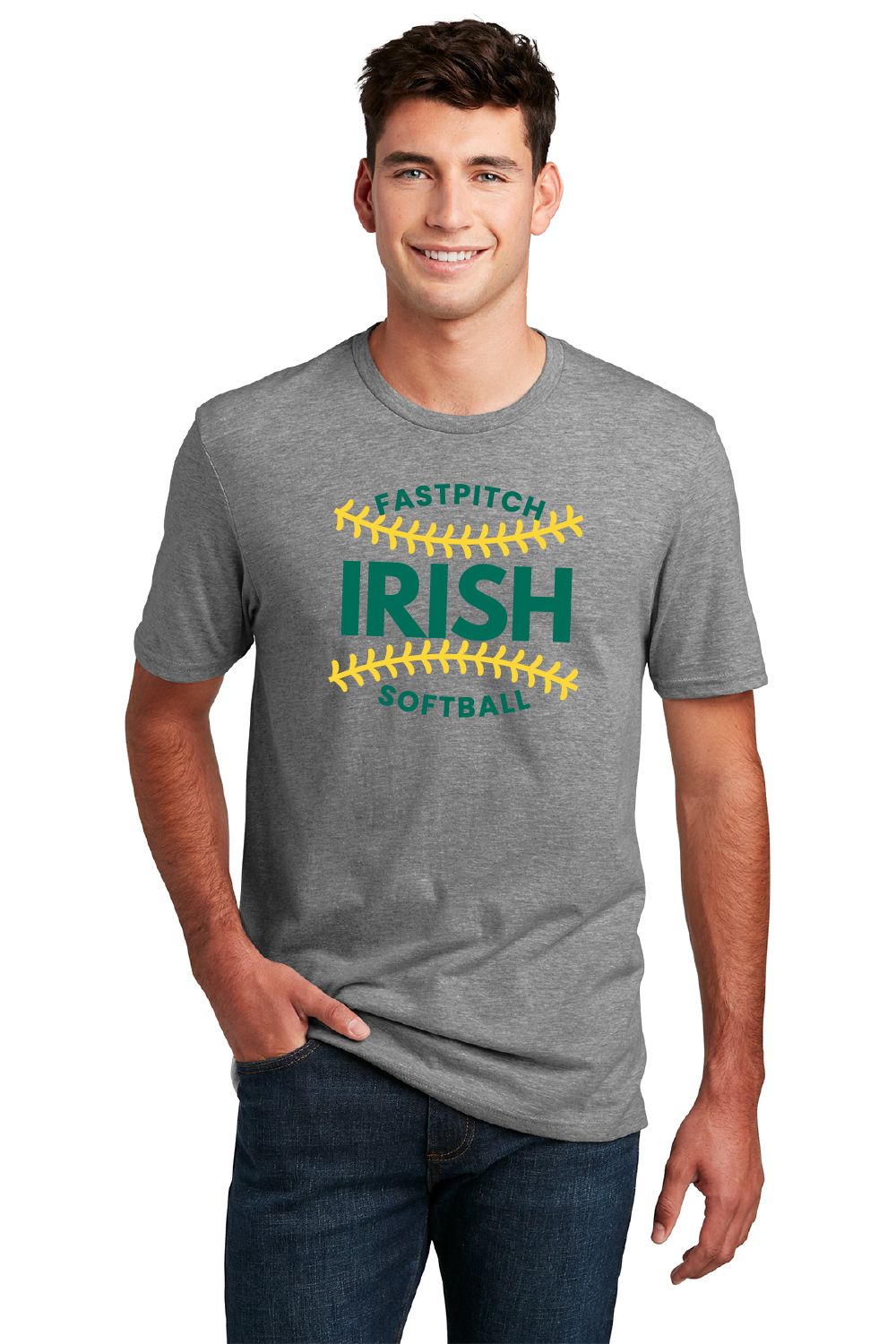 IRISH Fastpitch District Perfect Blend CVC Tee - DM108 - Grey Frost