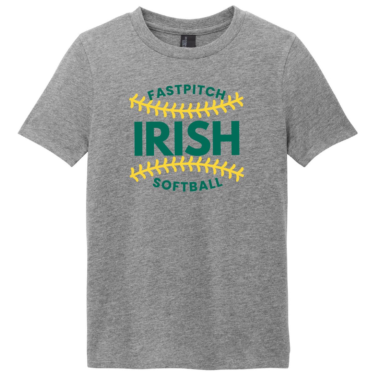 IRISH Fastpitch District Youth Perfect Blend CVC Tee - DT108Y - Grey Frost
