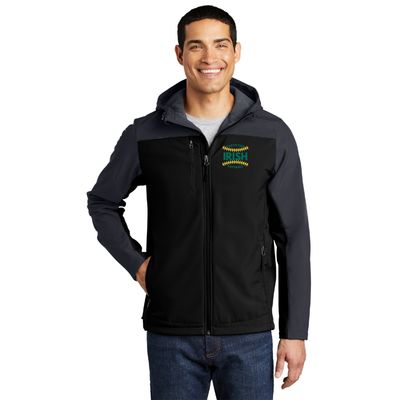 IRISH Fastpitch Port Authority Hooded Core Soft Shell Jacket - J335 - Black/Battleship Grey