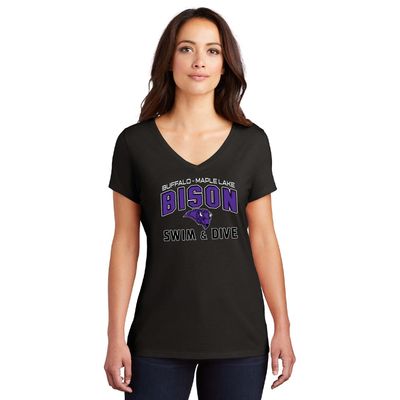 Buffalo-Maple Lake Girls Swim &amp; Dive District Women's Perfect Tri V-Neck Tee - DM1350L - Black