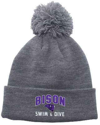 Buffalo-Maple Lake Girls Swim &amp; Dive Augusta Sportswear - Pom Beanie - 6816 - Graphite