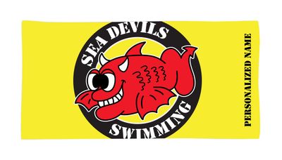 Sea Devils Swimming Yellow 30x60 Pool / Beach Towel - PERSONALIZED
