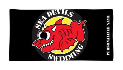 Sea Devils Swimming Black 30x60 Pool / Beach Towel - PERSONALIZED