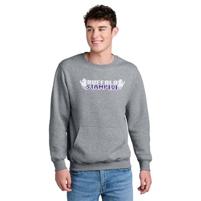 Buffalo Stampede Port & Co Core Fleece Crewneck Pocket Sweatshirt - PC78PKT - Athletic Heather Buffalo Stampede Port & Co Core Fleece Crewneck Pocket Sweatshirt - PC78PKT - Athletic Heather