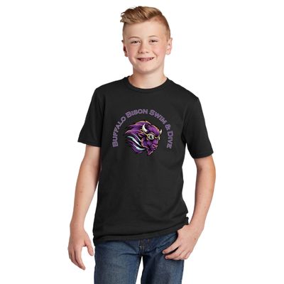 Buffalo Boys Swim &amp; Dive  FAN Tee District Youth Perfect Blend - DT108Y - Black (Personalize Option)