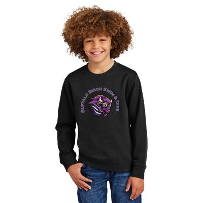 Buffalo Boys Swim &amp; District Youth V.I.T. Fleece Crewneck Sweatshirt - DT6104Y - Black