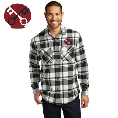 Unisex STFX Port Authority Plaid Flannel Shirt - W668 - Snow White / Black