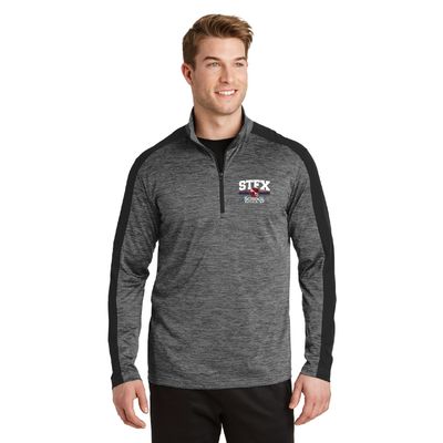 Unisex STFX Sport-Tek PosiCharge Electric Heather Colorblock 1/4-Zip Pullover - ST397 - Grey Black